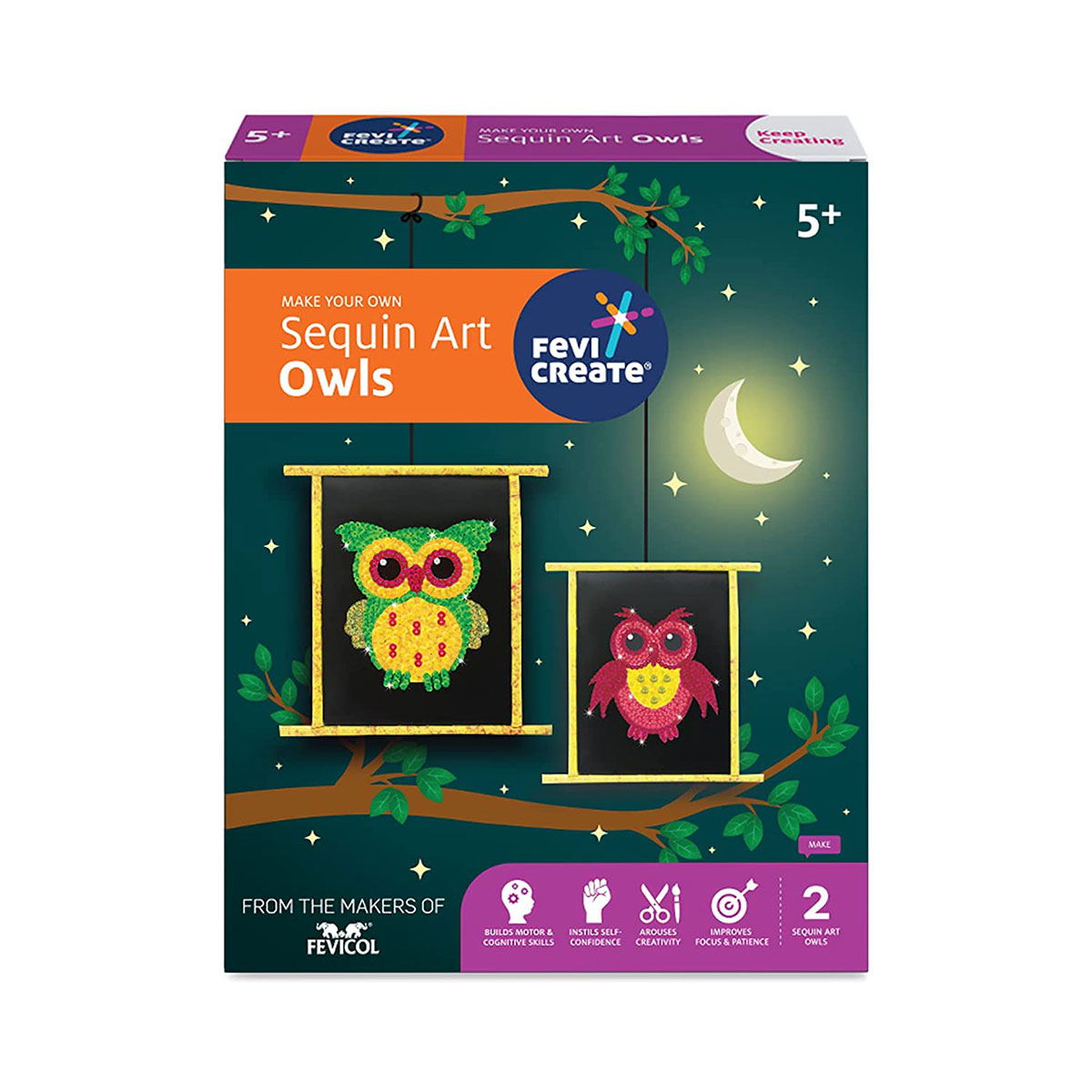 Fevicreate Make Your Own Sequin Art Owl DIY Kit