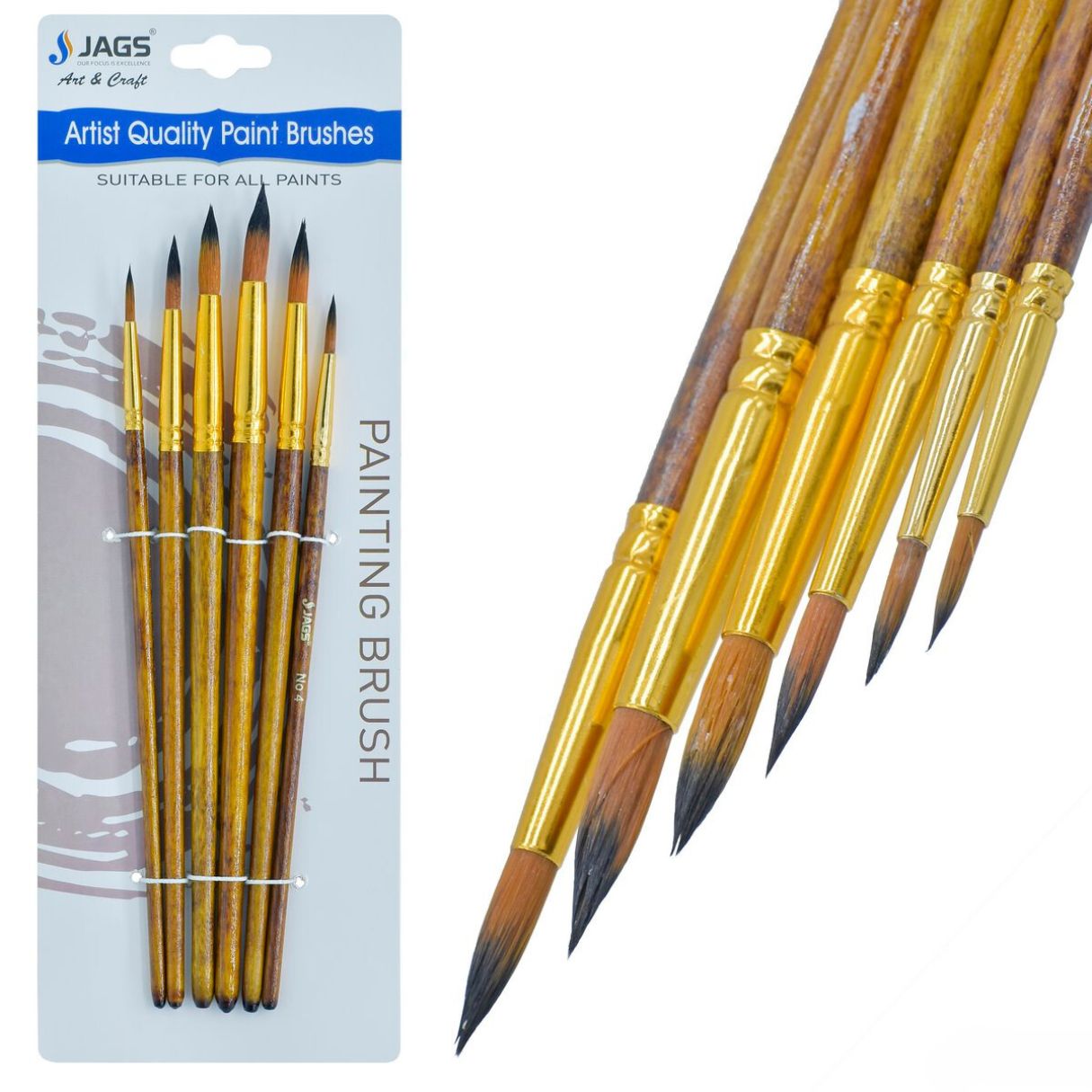 JAGS Artist Round Paint Brush Set | Pack of 6