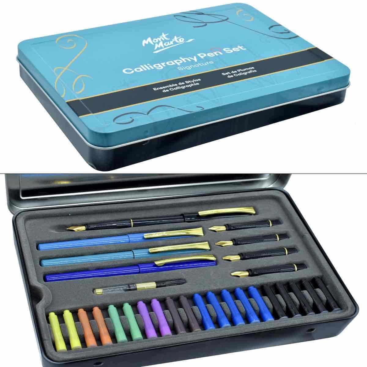 Mont Marte Calligraphy Pen Set With 5 Nib Sizes and 20 Cartridges