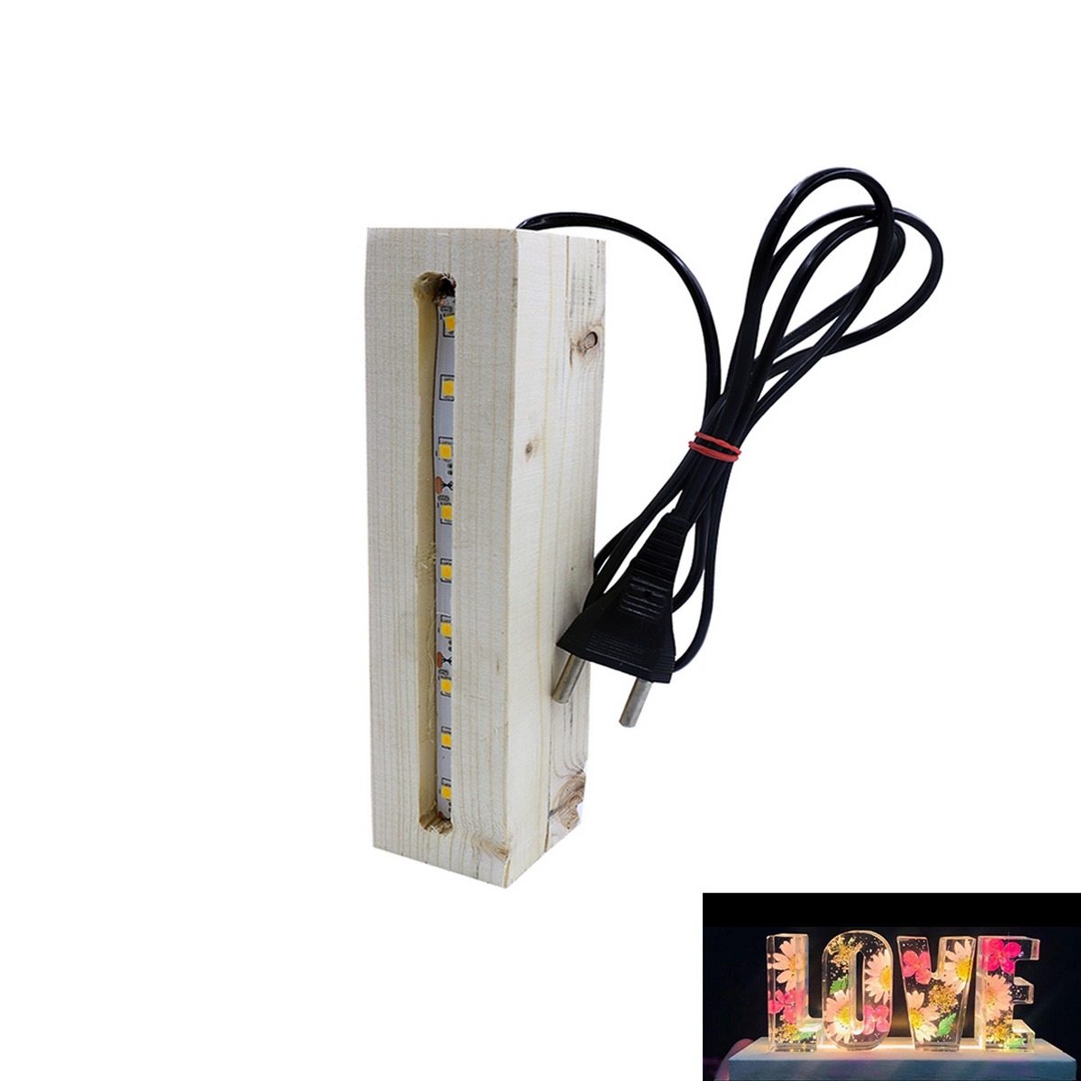 JustKraft Wooden Stand for Resin Art with Led Light 6 Inch